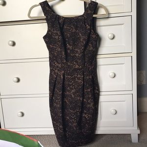 Black Lace Patterned High Neck Dress